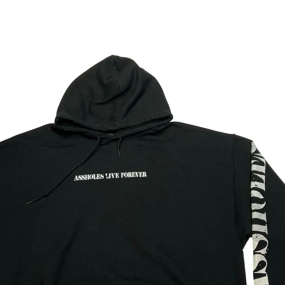 As*holes Live Forever Hoodie Mens 2XL Black Skull Sweatshirt Linda Finegold